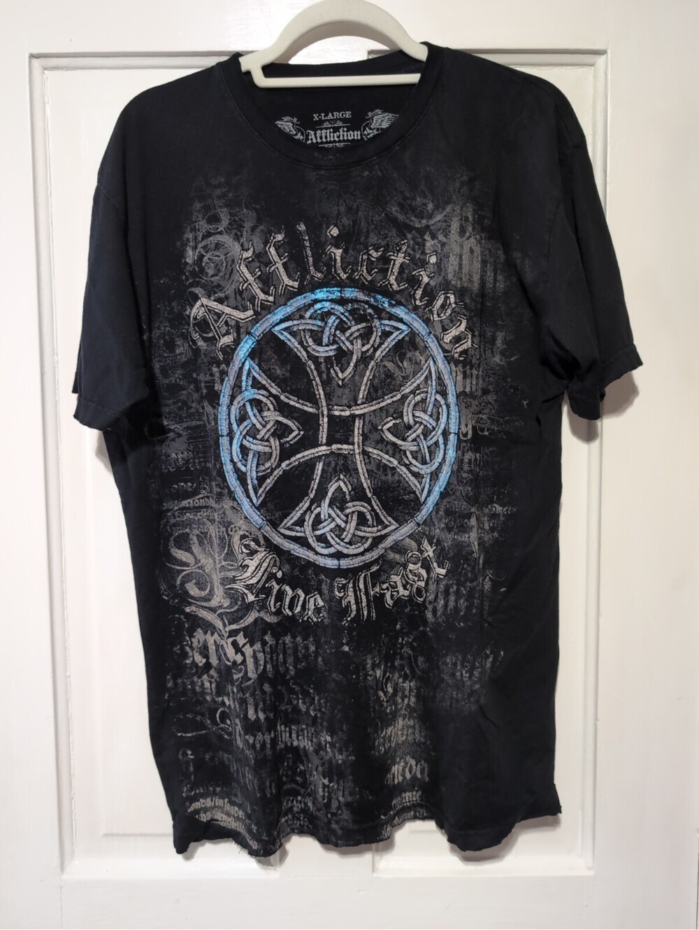 Affliction Celtic Cross Live Fast Graphic T-Shirt Y2K Grunge Men's XL(1607)F